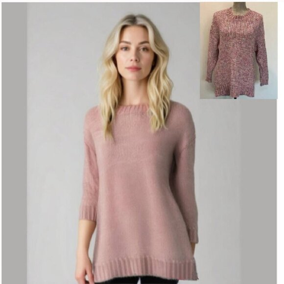 H&m Pink Oversized Knit Sweater Large fit​ - Picture 1 of 12